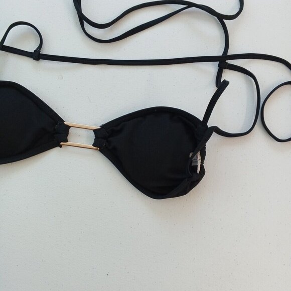 Set of 3 Swimwear Top Wired & Wireless Padded Black Print Solid Strap Adjustable - Picture 12 of 12